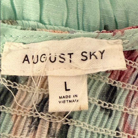 August Sky Floral Maxi Dress Mint Green Size Large Romantic Tiered - Picture 6 of 6